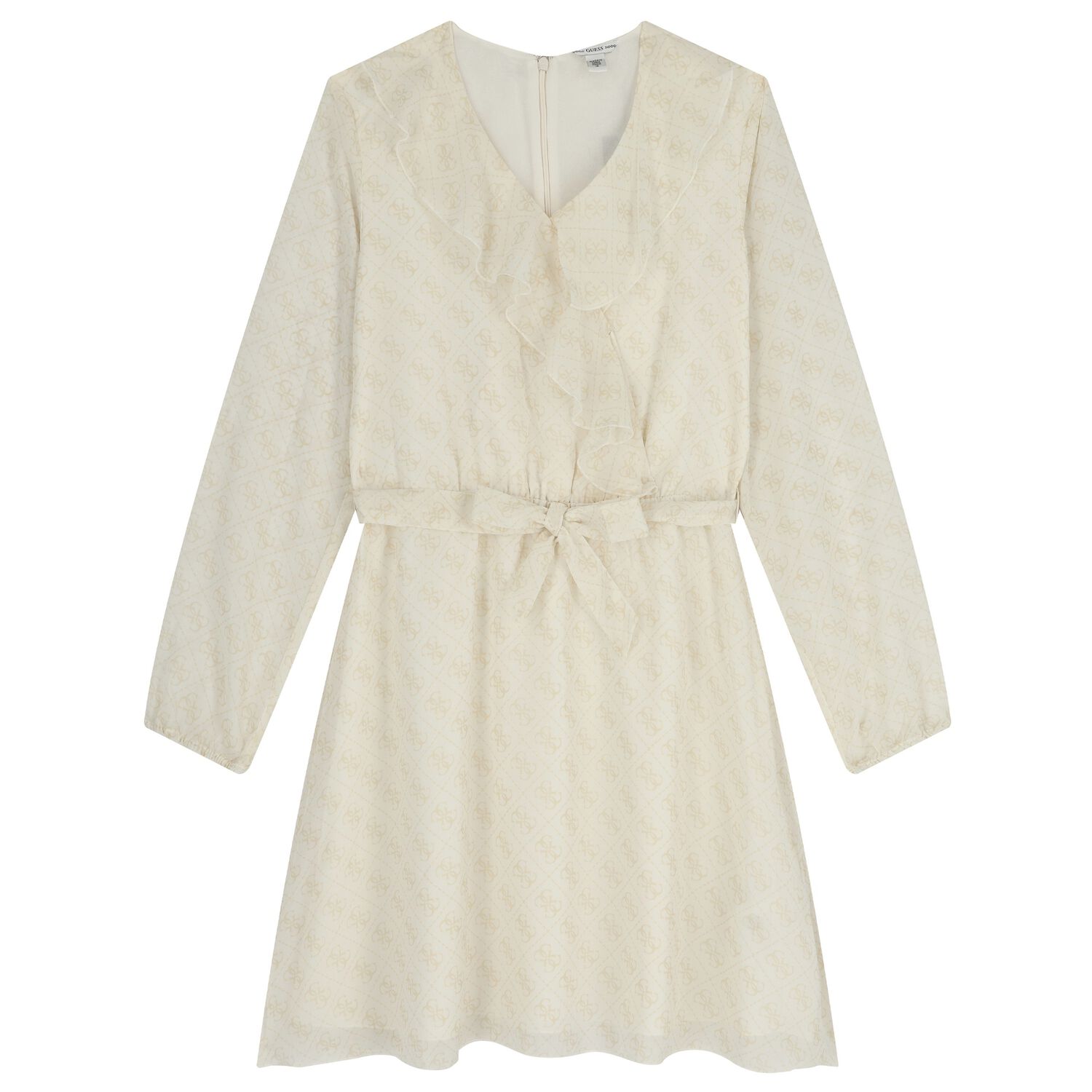 Girls Beige Logo Chiffon Dress, 1, hi-res