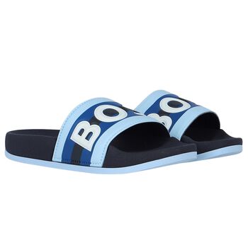 Boys Blue & Navy Blue Logo Sliders