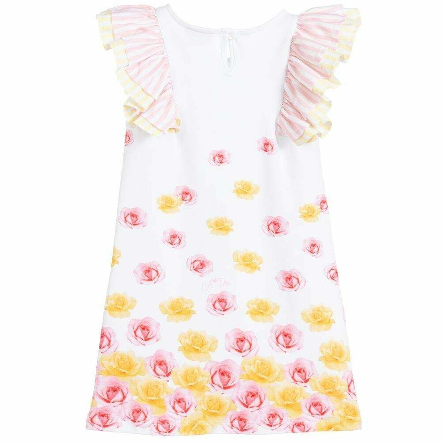 White Rose Print Cotton Dress, 1, hi-res