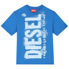 تيشيرت أولاد بالشعار باللون الأزرق , 3, hi-res