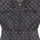 فستان بنات جينز مينى-مى بالشعار باللون الرمادى, 1, hi-res