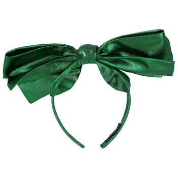 Girls Metallic Green Bow Headband