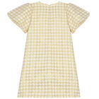 Girls White & Gold Houndstooth Dress, 1, hi-res