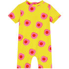 Younger Girls Yellow Flower Sun Suit, 1, hi-res
