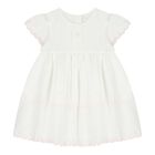 Baby Girls White Embroidered Dress, 1, hi-res