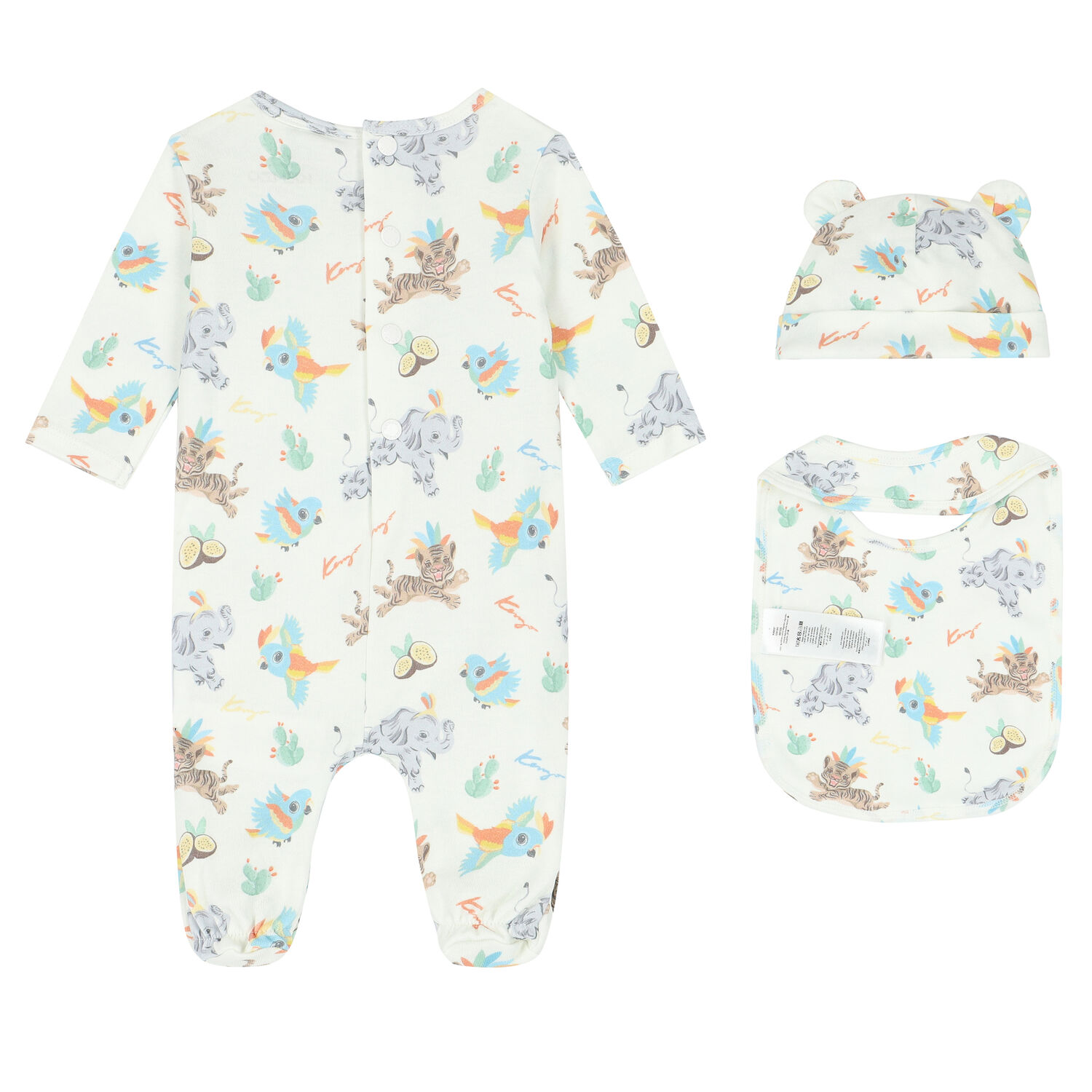 White Animals Babygrow Set, 1, hi-res