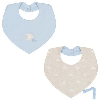 Baby Boys Blue & Beige Waterproof Bib Set ( 2-Pack )