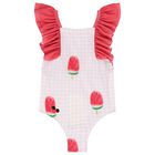 Girls Red & Pink Watermelon Swimsuit, 3, hi-res