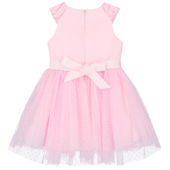 Girls Pink Satin & Tulle Dress