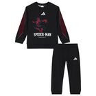 Boys Black Logo Spidersman Marvel Tracksuit, 1, hi-res