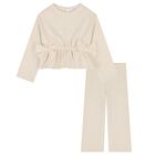 Girls Gold Bow Trouser Set, 1, hi-res