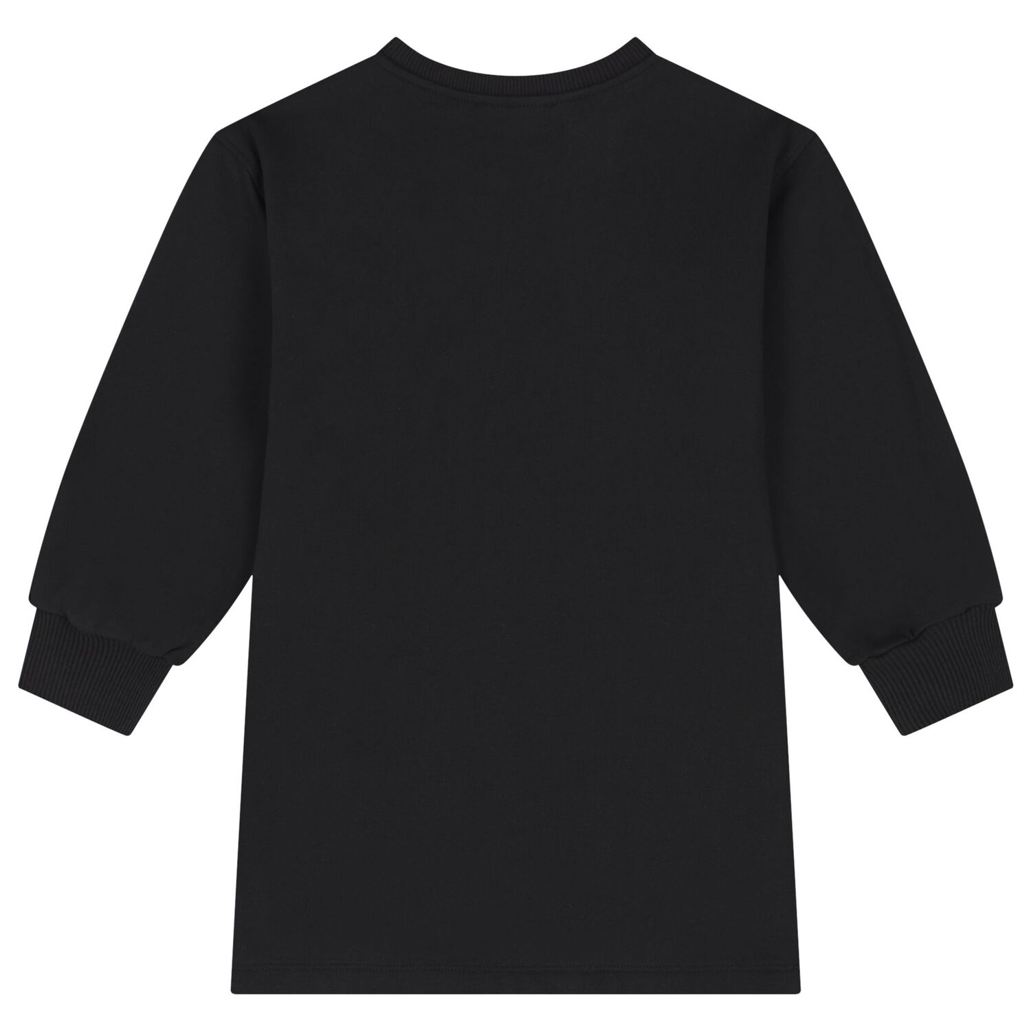 Girls Black Teddy Bear Logo Swearshirt Dress, 4, hi-res
