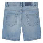 Boys Blue Denim Shorts, 1, hi-res