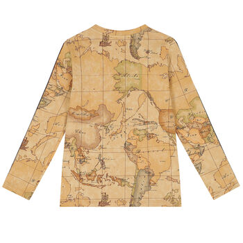 Girls Beige Geo Map Logo T-Shirt