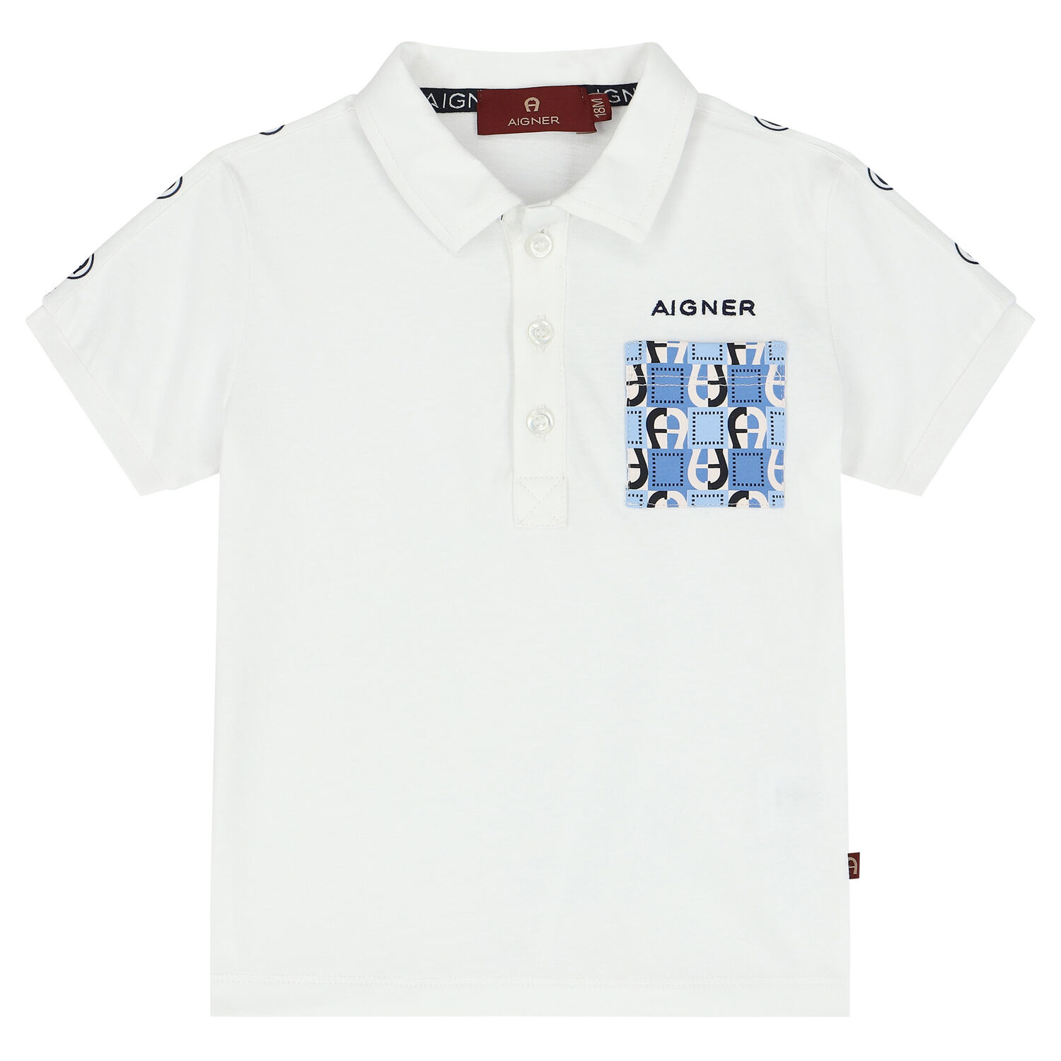 Younger Boys White Logo Polo Shirt, 1, hi-res