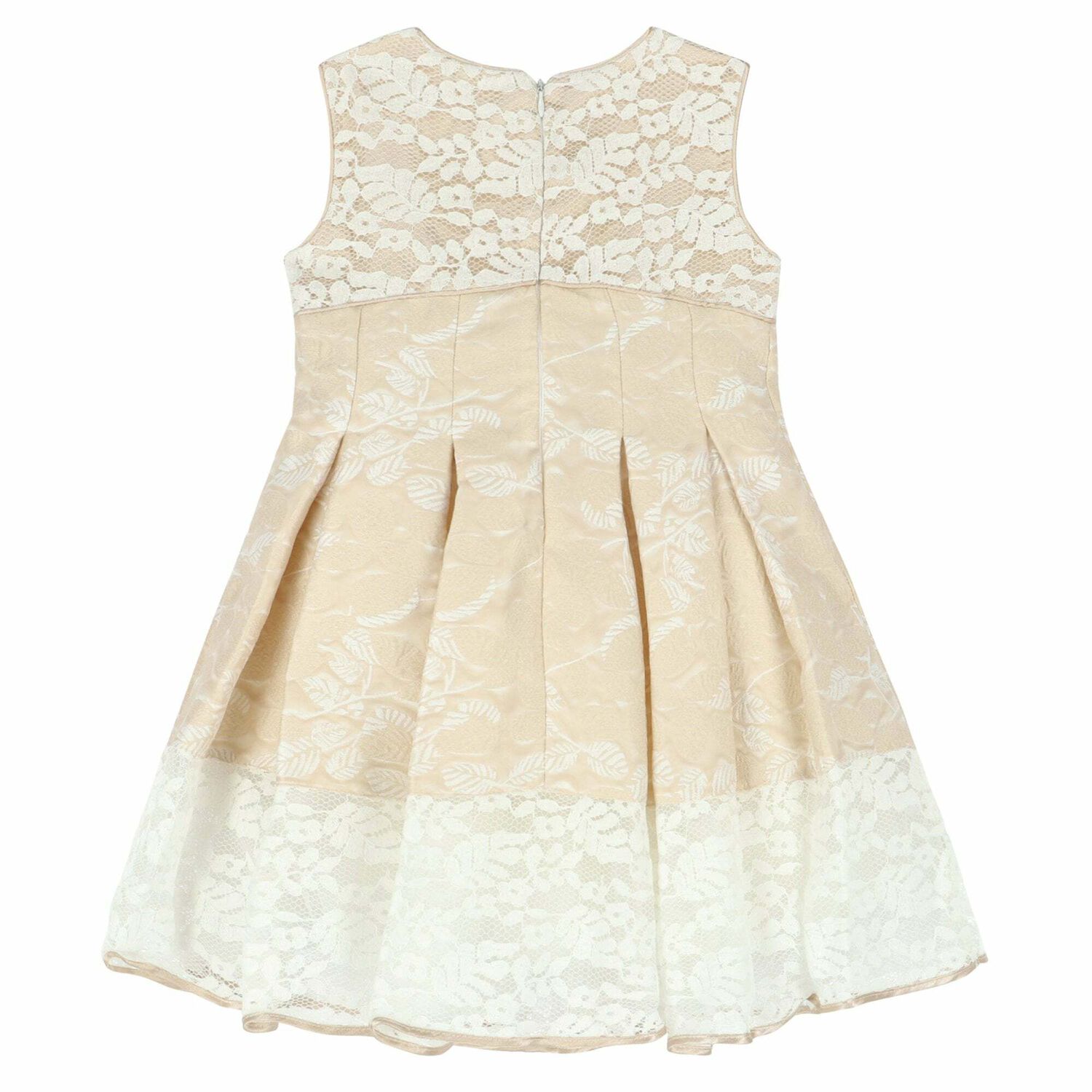 Girls Beige Embellished Dress, 1, hi-res