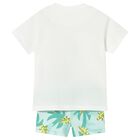 Younger Boys White & Green Crocodile Swim Shorts Set, 1, hi-res