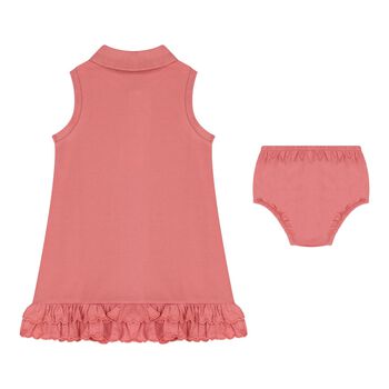 Baby Girls Pink Logo Ruffled Dress Set