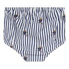 طقم فستان مخطط بطبعة دب بولو باللونين الأبيض والأزرق للبنات, 1, hi-res