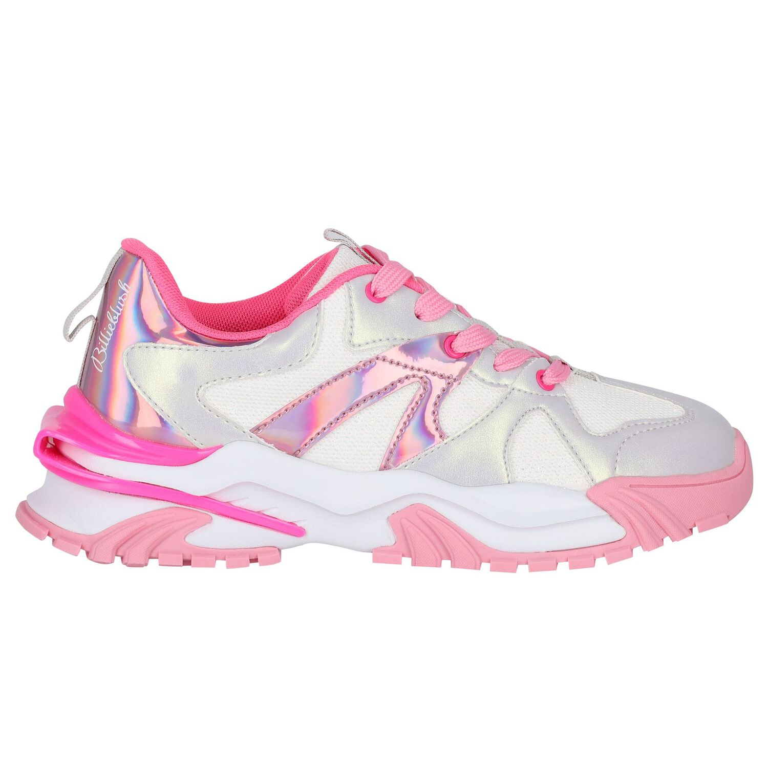 Girls White & Pink Trainers, 1, hi-res image number null