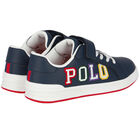 Boys Navy Blue Logo Trainers, 2, hi-res