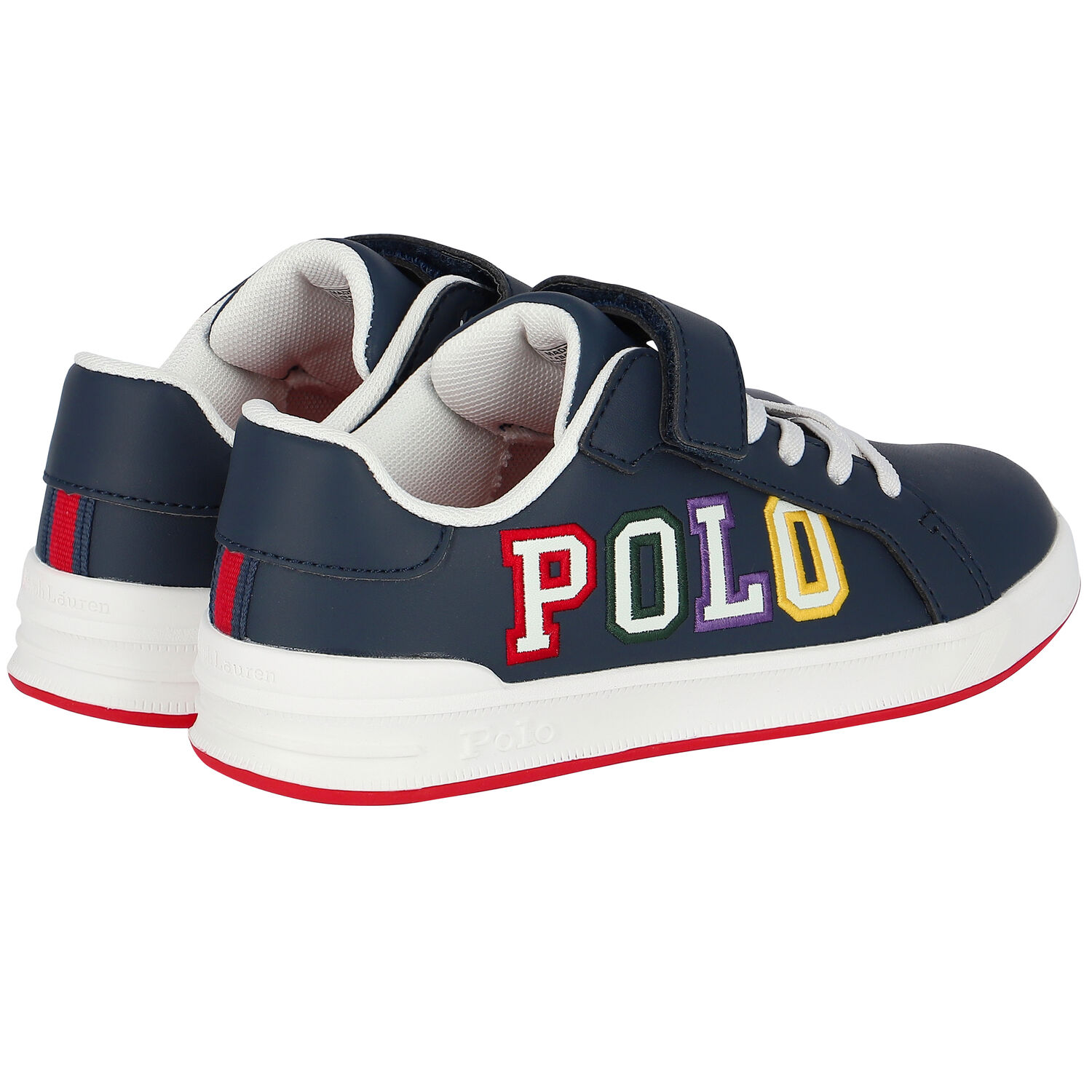 Boys Navy Blue Logo Trainers, 2, hi-res
