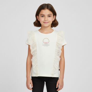 Girls Ivory Logo Bag Top