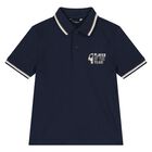 Boys Navy Blue Logo Polo Shirt, 1, hi-res