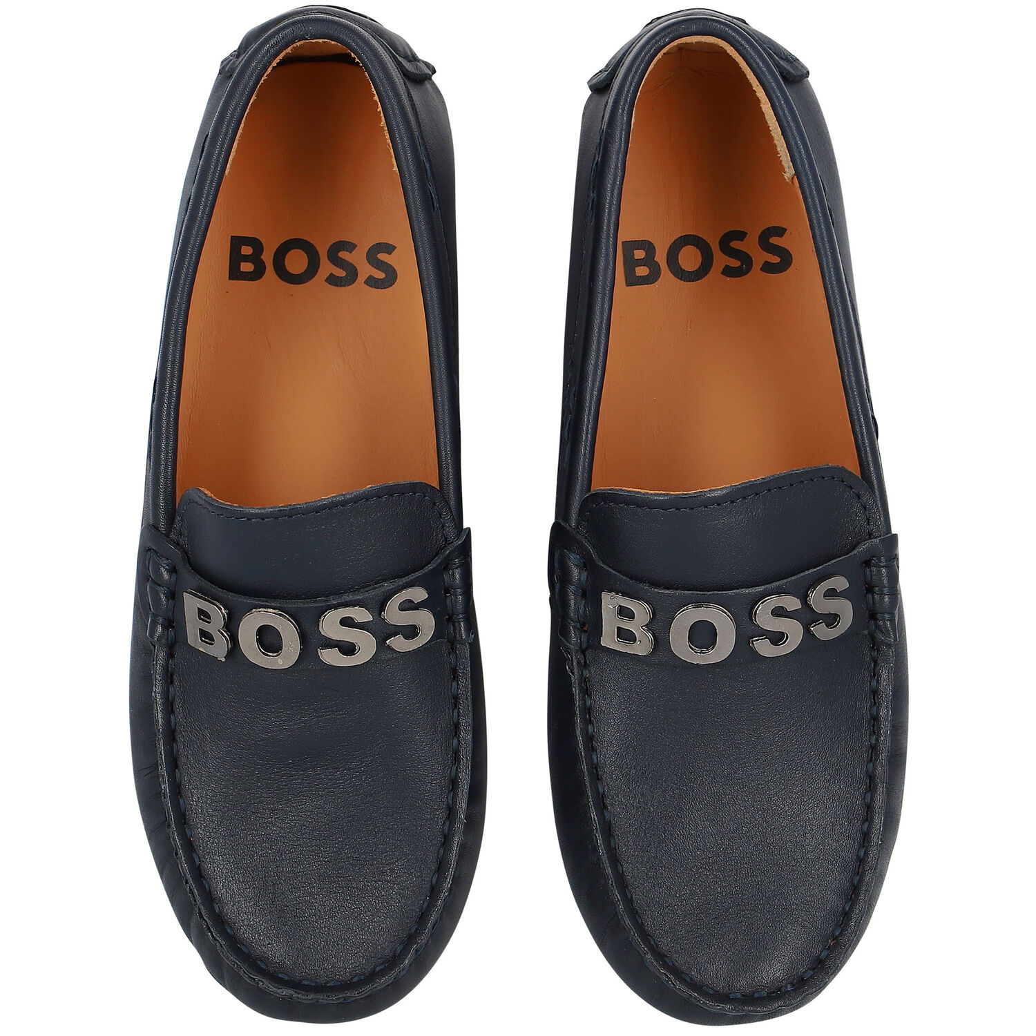 حذاء لوفر جلد أولاد باللون الكحلى, 1, hi-res