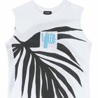 Girls White Printed Sleeveless Dress, 1, hi-res