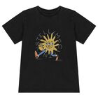 تيشيرت أولاد بالشعار باللون الأسود, 1, hi-res