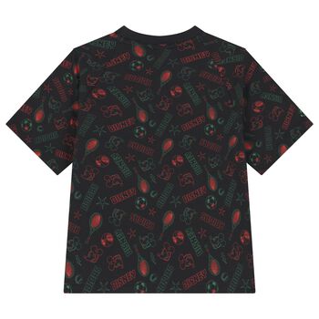 تيشيرت بالشعار بطبعه ديزنى باللون الاسود 