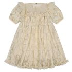 Girls Beige 3D Chain Tulle Isabella Dress, 1, hi-res