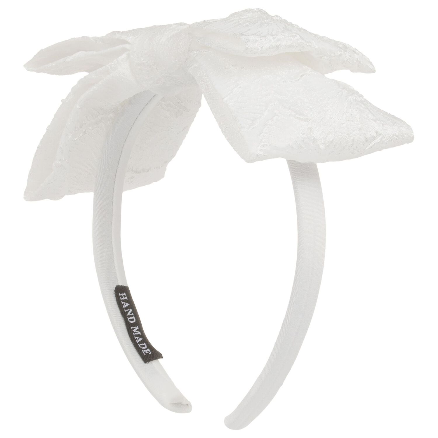 Girls White Bow Headband, 1, hi-res