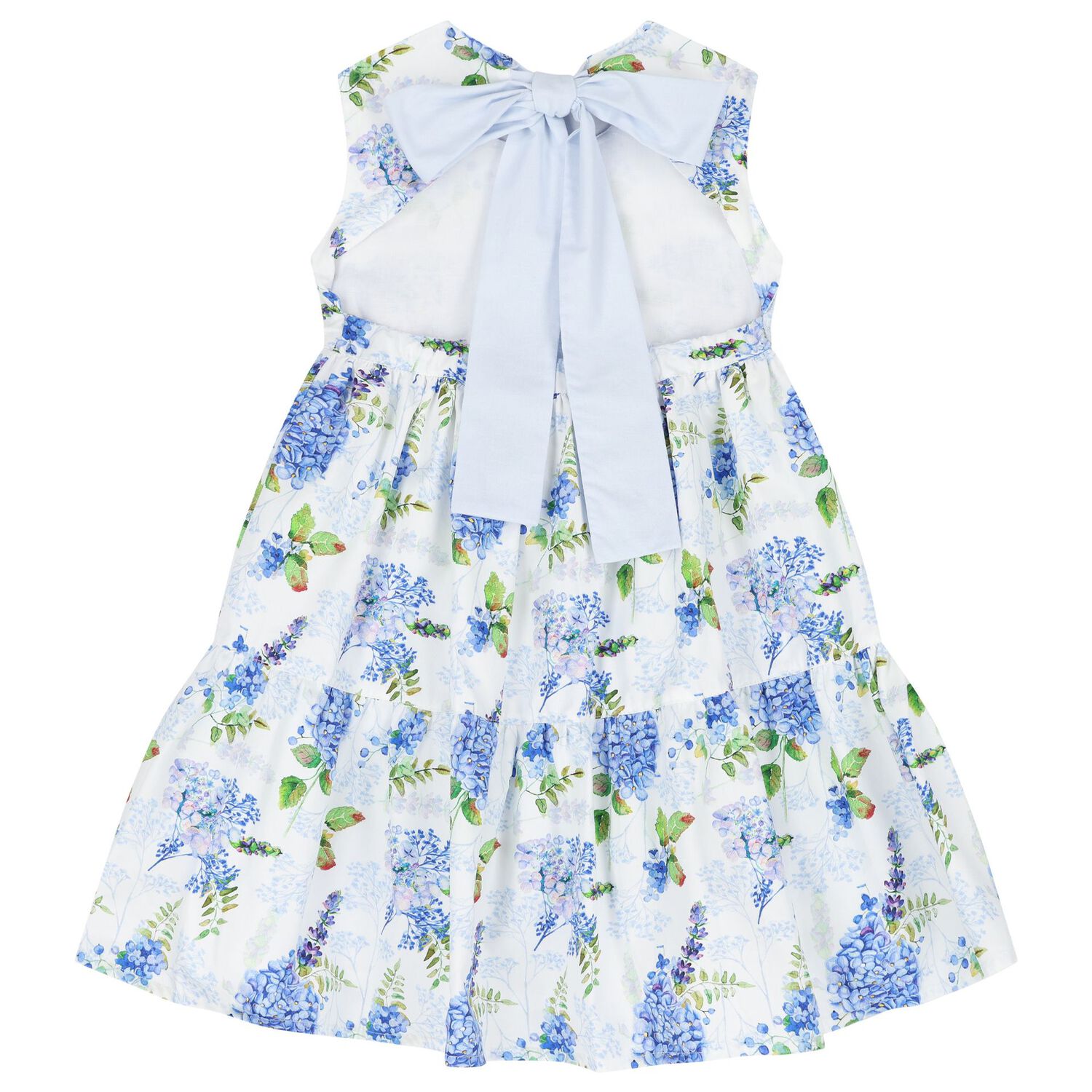Girls Blue Bow Floral Dress, 1, hi-res image number null