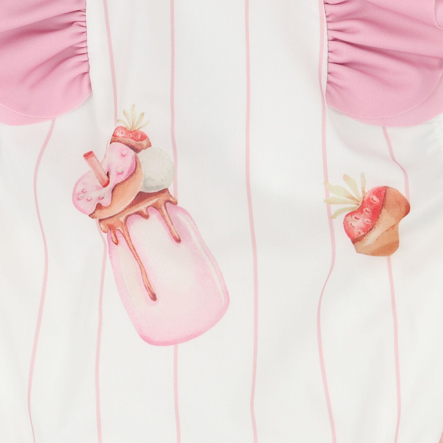 Girls White & Pink Milkshake Swimsuit, 3, hi-res