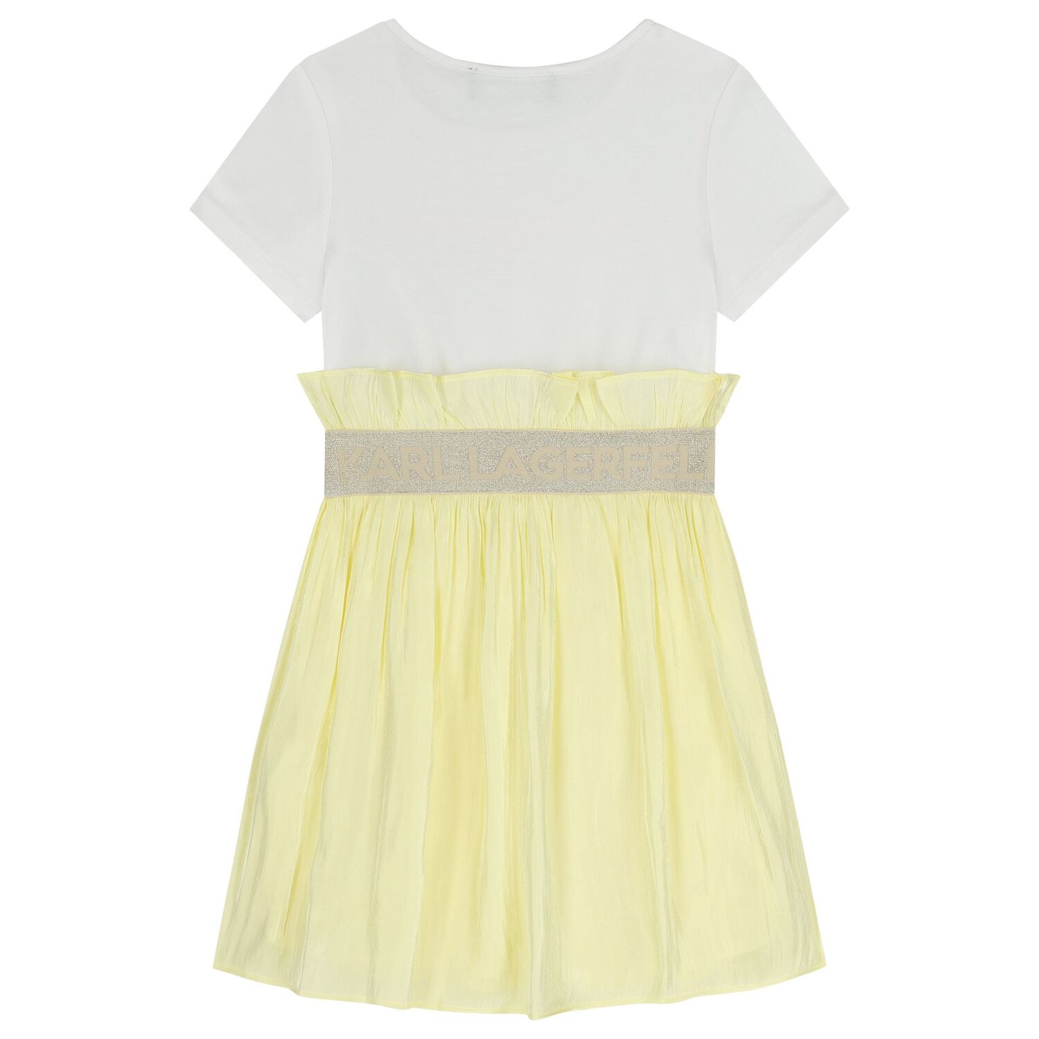 Girls White & Yellow Logo Dress, 1, hi-res
