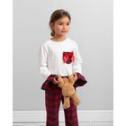 Girls White & Red Tartan Check Pyjamas, 1, hi-res