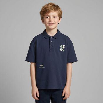 Boys Navy Blue Logo Polo Shirt