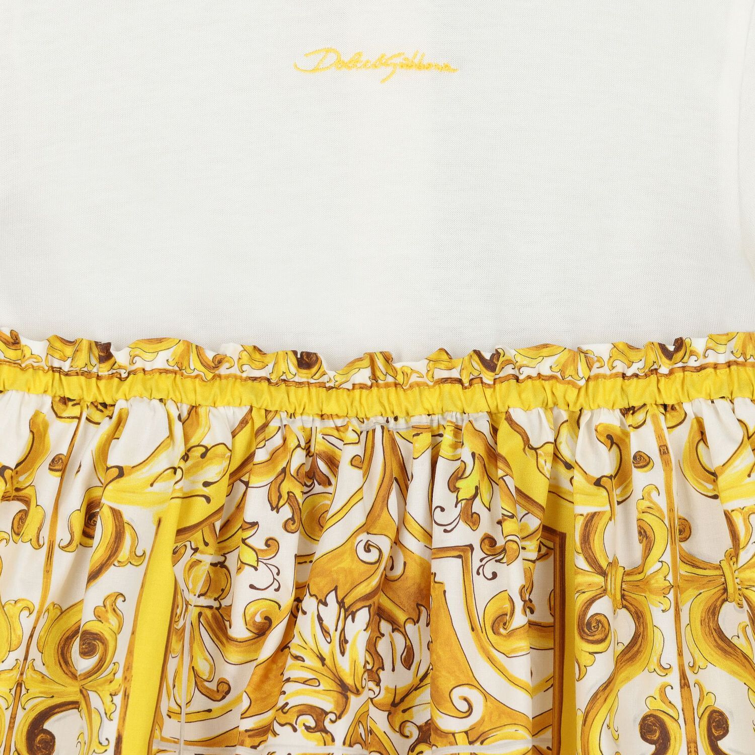 طقم بنات فستان ماجوليكا باللون الأبيض والأصفر, 1, hi-res