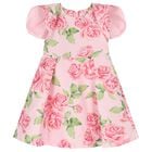 Girls Pink Logo Floral Dress, 1, hi-res