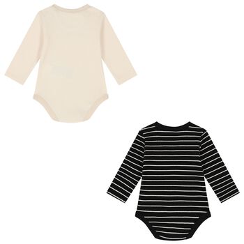 Baby Boys Black & Ivory Bodysuits ( 2 Pack )