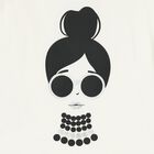 توب بنات بأكمام بالشعار باللون العاجي , 1, hi-res