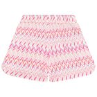 Girls White & Pink Logo Zig Zag Shorts, 2, hi-res