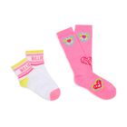 Girls Pink Heart Jacquard Socks ( 2-Pack ), 1, hi-res