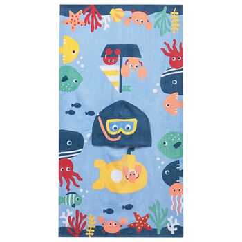 Baby Boys Blue Hooded Beach Towel