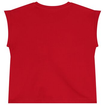 Girls Red Sequin Logo T-Shirt