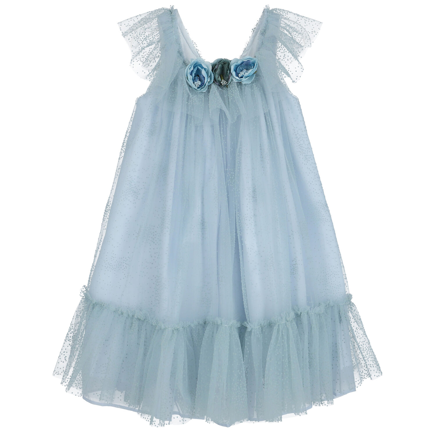 Girls Blue Tulle Dress, 2, hi-res