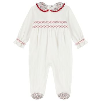Baby Girls Ivory Smocked Babygrow