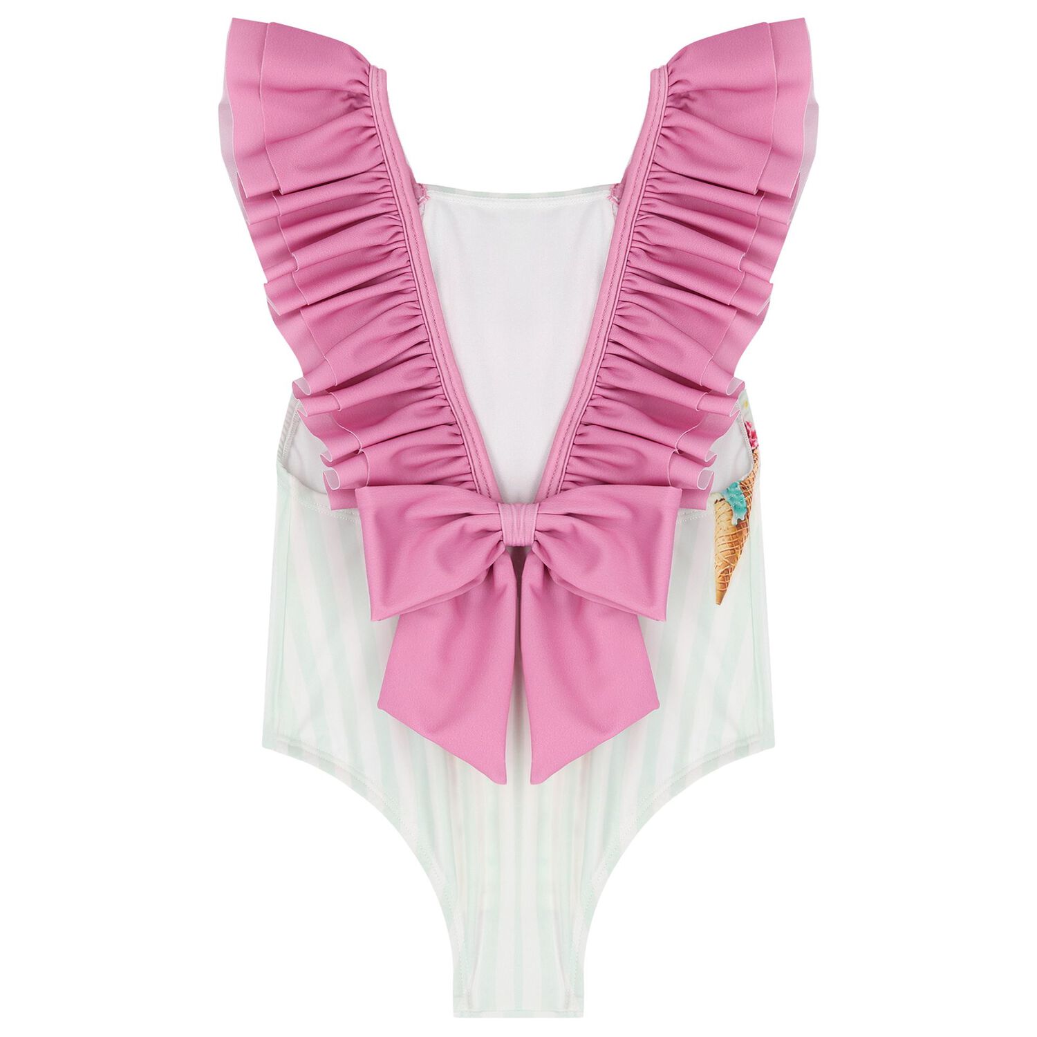 Girls Green & Pink Ice Cream Swimsuit, 1, hi-res